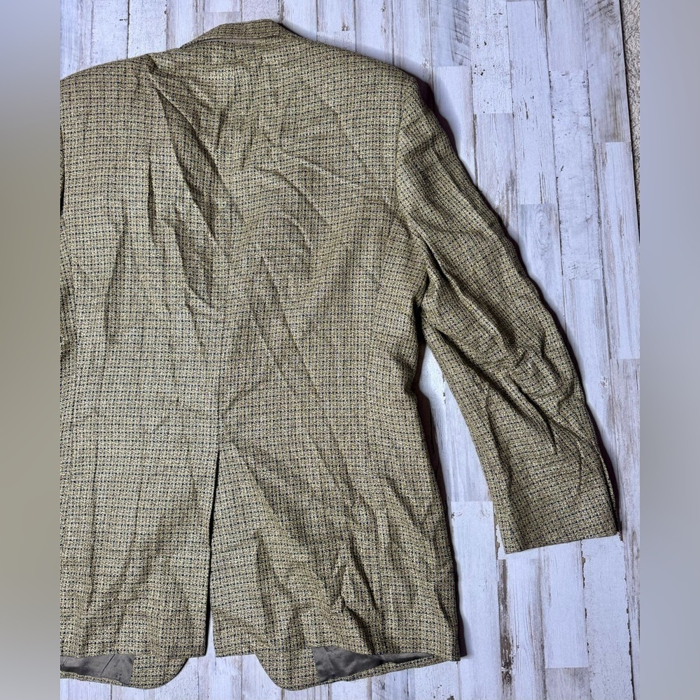 Vintage Nordstrom Men's Silk Wool Light Brown Tweed Blazer 43L - Picture 7 of 11